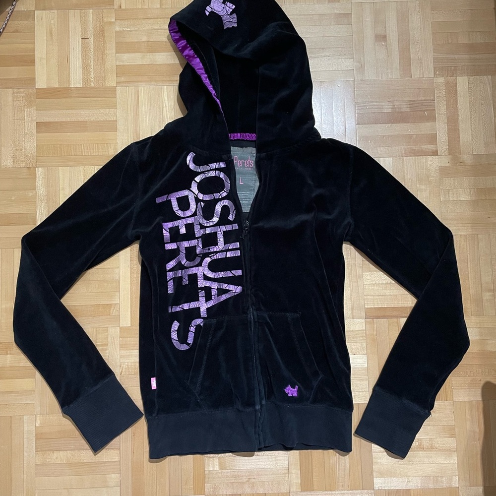 Black and Purple Hoodie with Graphic Design Y2K Vintage